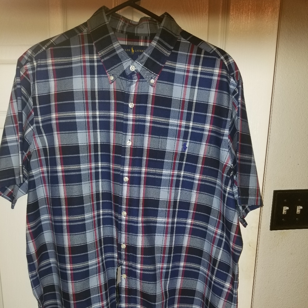 Ralph Lauren polo mens NEW navy plaid shirt xxl